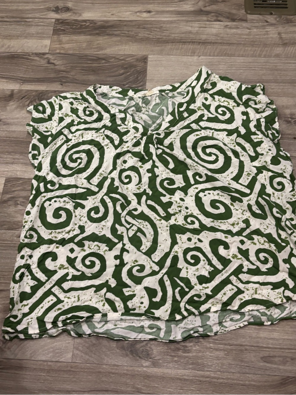 Haute Hippie Green & White Swirl V-Neck Blouse
